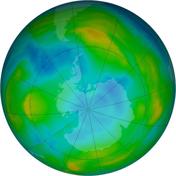 Antarctic ozone map for 10 June 1983